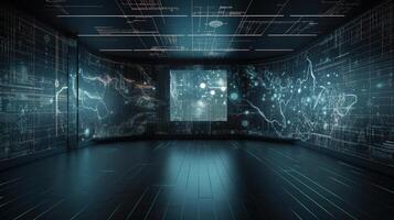3d rendering abstract digital technology background. Network connection structure. Digital data visualization. photo