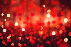 Abstract Christmas background with bokeh defocused lights and red color. photo