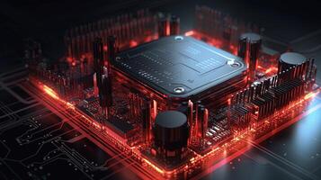 3d rendering of abstract technology concept background. Futuristic circuit board. photo