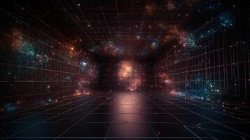 3d rendering abstract digital technology background. Network connection structure. Digital data visualization. photo