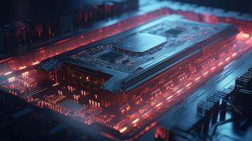 3d rendering of abstract technology concept background. Futuristic circuit board. photo
