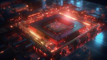 3d rendering of abstract technology concept background. Futuristic circuit board. photo
