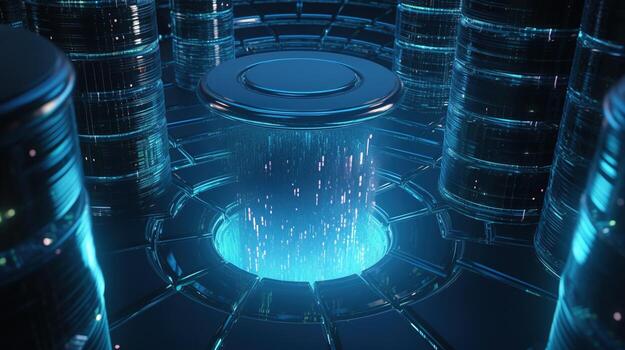 3d illustration of abstract technology background. Sci-fi concept.3D rendering of abstract technology concept. Futuristic cyberspace background,Abstract 3d rendering of data processing. photo