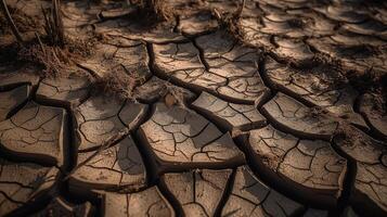 seco agrietado tierra antecedentes. global calentamiento y clima cambio concepto.ai generativo foto