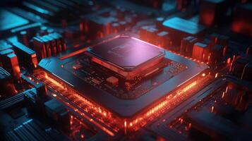 3d rendering of abstract technology concept background. Futuristic circuit board. photo