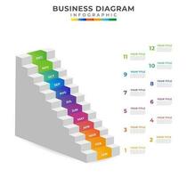 moderno cronograma diagrama calendario con escalera Gantt cuadro. infografía modelo para negocio. vector