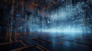 3d rendering abstract digital technology background. Network connection structure. Digital data visualization. photo