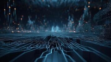 3d rendering abstract digital technology background. Network connection structure. Digital data visualization. photo