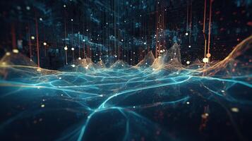 3d rendering abstract digital technology background. Network connection structure. Digital data visualization. photo