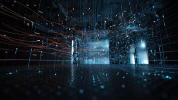 3d rendering abstract digital technology background. Network connection structure. Digital data visualization. photo