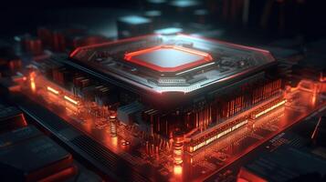 3d rendering of abstract technology concept background. Futuristic circuit board. photo