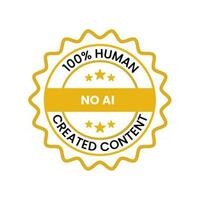 Only human generated content. Do not use AI tools. Artificial Intelegent is not allowed. Quality sign. No AI-Generated Content. Vector illustration. University, school rule.