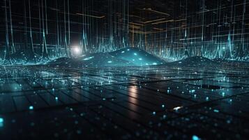 3d rendering abstract digital technology background. Network connection structure. Digital data visualization. photo
