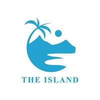 playa y isla logo diseño, circular playa icono vector diseño