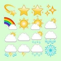 set of weather icons vector flat design illustration.