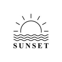 vector diseño de puesta de sol estilo línea Arte Brillo Solar aislado blanco antecedentes