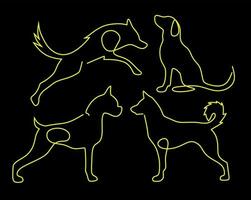 Set Of Bright Simple Line Dogs vector