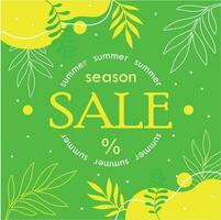 Bright Banner For Season Summer Sale With Floral Elements vector