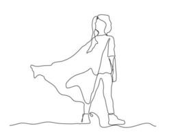 continuous line drawing superhero kids. small girl superman costumes continuous line art drawing. girl  continuous line drawing vector