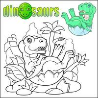 cute newborn dinosaur tyrannosaurus, coloring book vector
