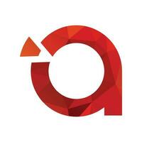 a initials red polygonal logo and vector icon