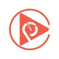P initials media play list logo and vector icon