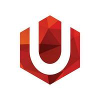 tu, uu, UNED, du rojo poligonal logo y vector icono