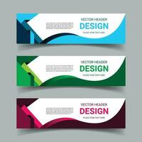 Set of colorful vector abstract baners and Web banner design background or header Templates and creative modern flat material design style. Blue, green and red colors