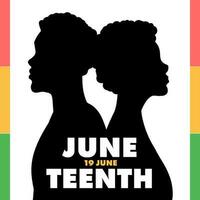 Juneteenth freedom day with silhouette African people vector