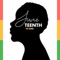 Juneteenth freedom day banner with silhouette african woman vector