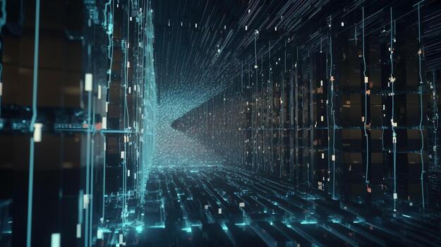 3d rendering of data storage concept. Computer generated abstract background,Digital data storage concept. photo