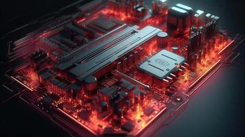 3d rendering of abstract technology concept background. Futuristic circuit board. photo