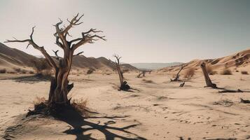 muerto arboles en el namib desierto, Namibia, africa.ai generativo foto