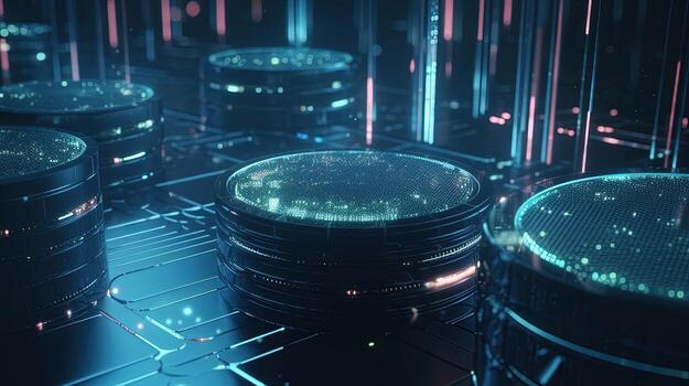 3d illustration of abstract technology background. Sci-fi concept.3D rendering of abstract technology concept. Futuristic cyberspace background,Abstract 3d rendering of data processing. photo