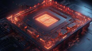 3d rendering of abstract technology concept background. Futuristic circuit board. photo