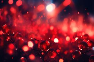 resumen Navidad antecedentes con bokeh desenfocado luces y rojo color.ai generado foto