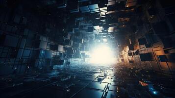 3d rendering abstract digital technology background. Network connection structure. Digital data visualization. photo