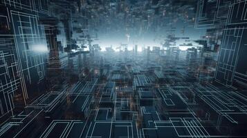 3d rendering abstract digital technology background. Network connection structure. Digital data visualization. photo