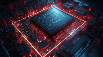 3d rendering of abstract technology concept background. Futuristic circuit board. photo