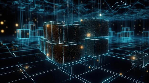 3D rendering of abstract digital technology background. Big data connection concept. photo