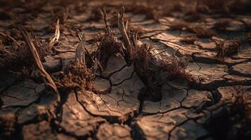 seco agrietado tierra antecedentes. global calentamiento y clima cambio concepto.ai generativo foto