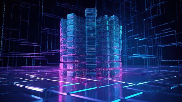 3D rendering of abstract digital technology background. Big data connection concept. photo