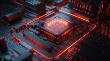 3d rendering of abstract technology concept background. Futuristic circuit board. photo