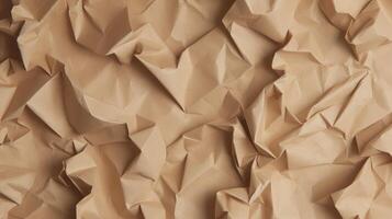 close up of crumpled brown paper texture background with copy space. photo