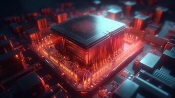 3d rendering of abstract technology concept background. Futuristic circuit board. photo