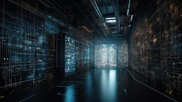 3d rendering abstract digital technology background. Network connection structure. Digital data visualization. photo