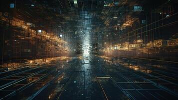 3d rendering abstract digital technology background. Network connection structure. Digital data visualization. photo