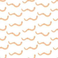 Funny and cute worms on the white background. Seamless pattern with cartoon elements. vector
