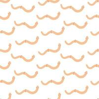 Funny and cute worms on the white background. Seamless pattern with cartoon elements. vector