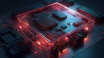 3d rendering of abstract technology concept background. Futuristic circuit board. photo